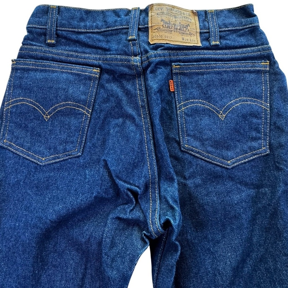 Vintage Levi's 20505 Orange Tab Made USA Jeans W29 L34 Dark Wash Straight Leg - Picture 2 of 16